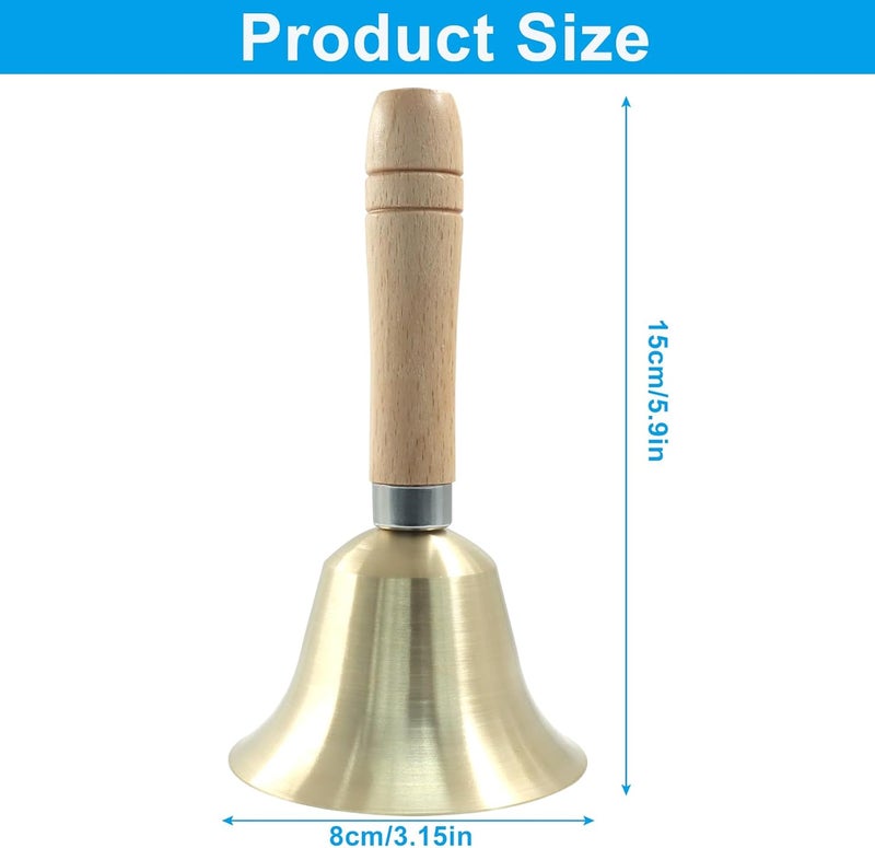 SOVNSG Super Loud Hand Bell, Solid Brass Call Bell, Ringing Handbells for Elderly at Home, Wedding, Animal Training(3.15Inch) - Image 3